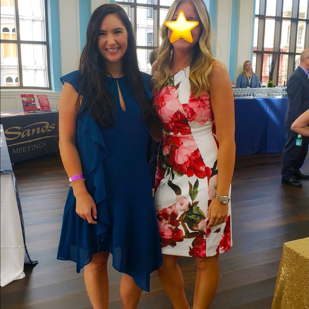 Teal Parker dress with ruffle detail from Nordstrom